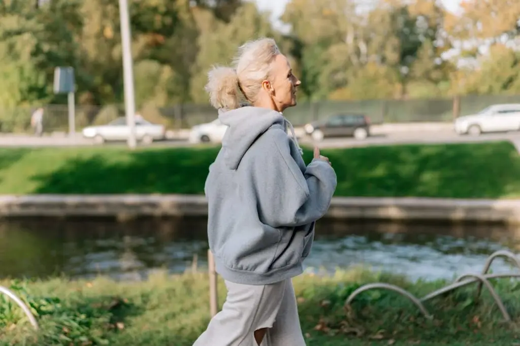 a woman running outside