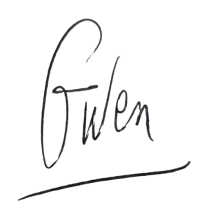 signature gwen à la main